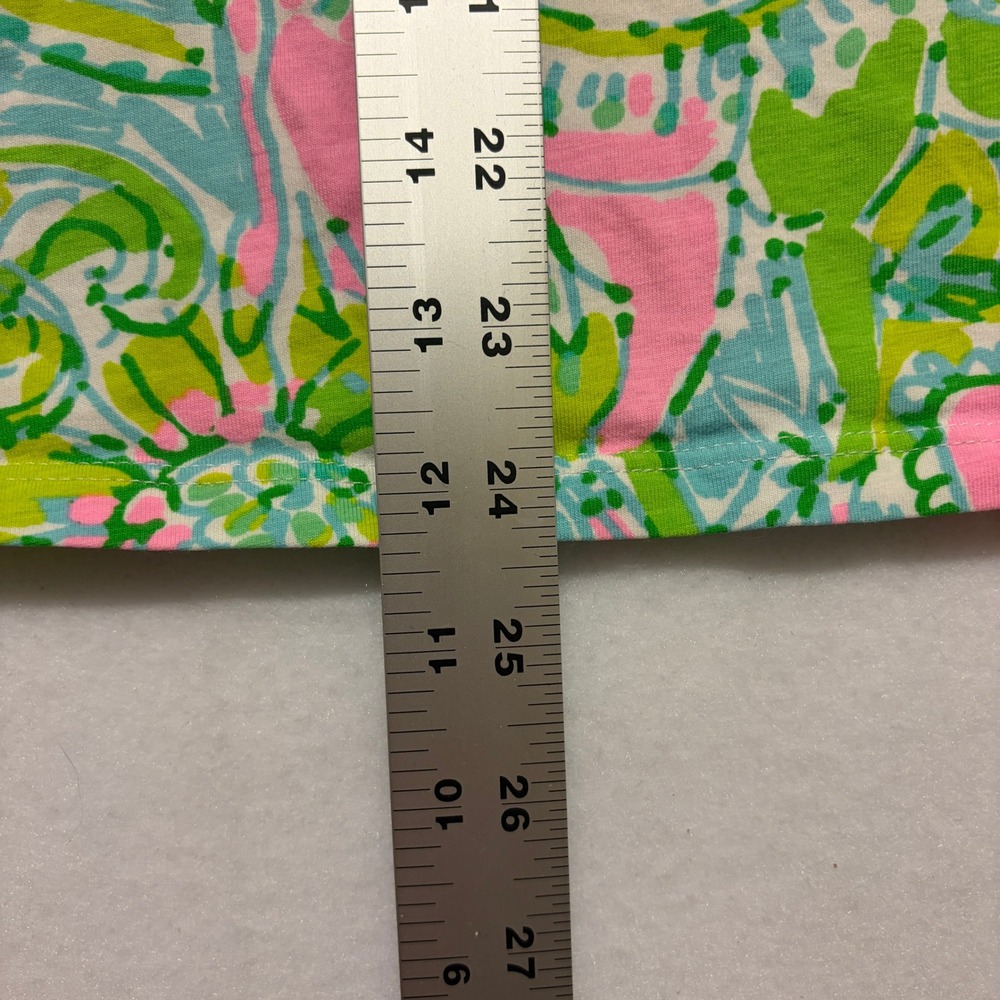 Lilly Pulitzer Womens XS V-Neck T-Shirt Pink Green Floral‎ Paisley Cotton Blend - Picture 5 of 6